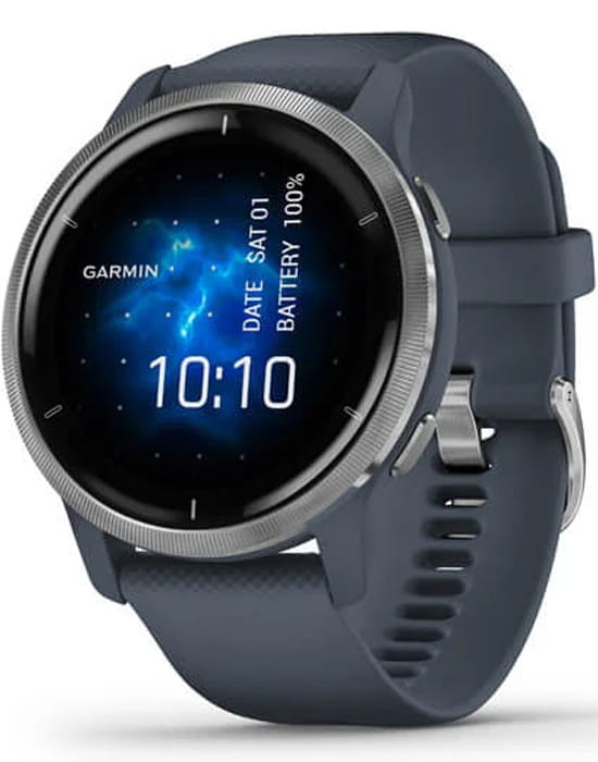 Garmin Garmin Venu 2 010-02430-10  010-02430-10 электронные мужские часы  циферблат, браслет силикон — вид спереди